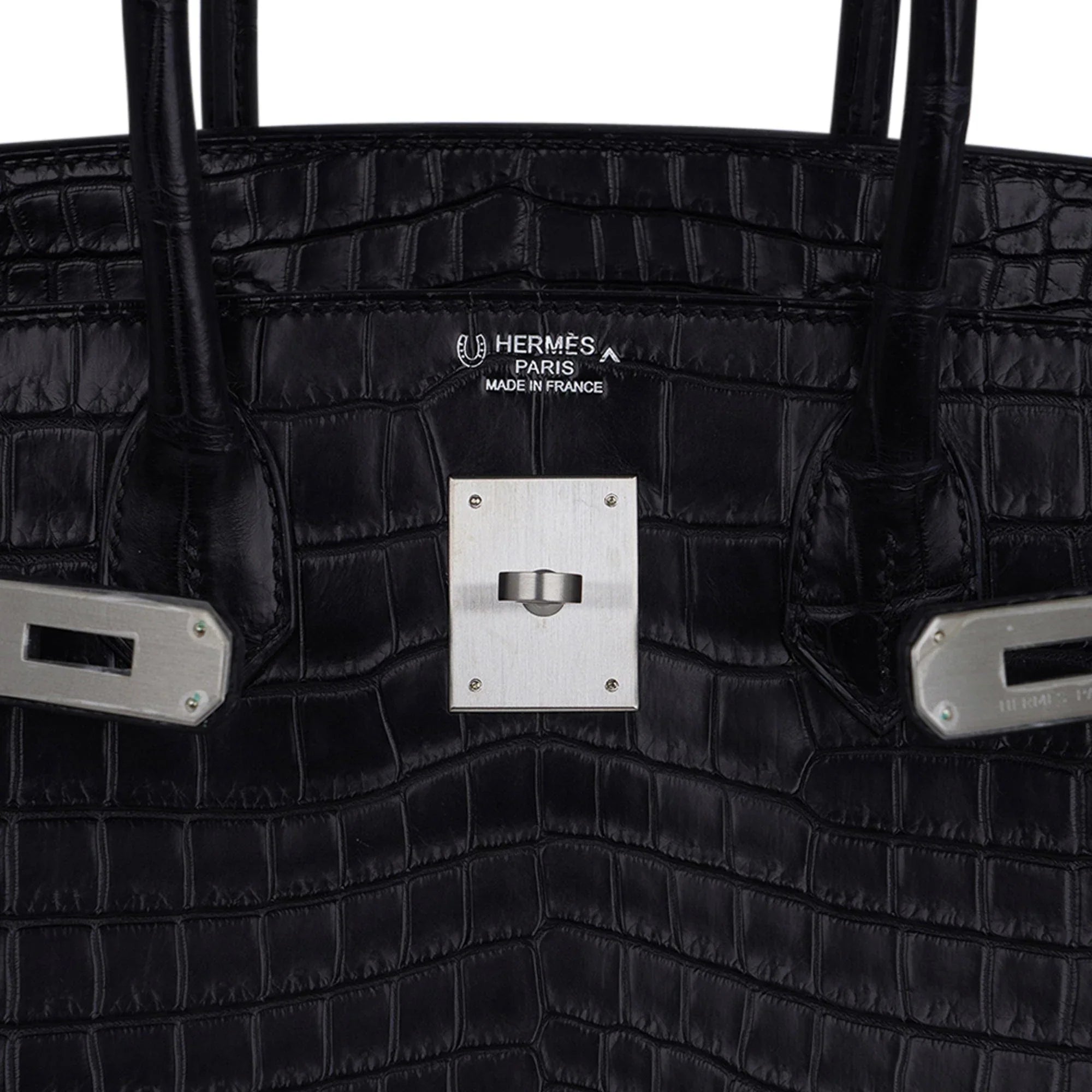 Birkin HSS 30 Matte Porosus Crocodile Black / Rose Pourpre Bag