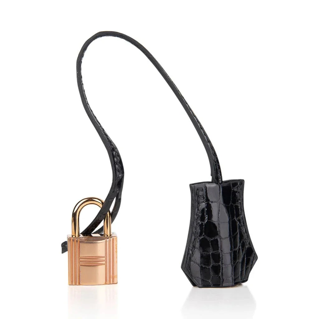Birkin 30 Touch Bag Black Crocodile / Black Leather Rose Gold Hardware