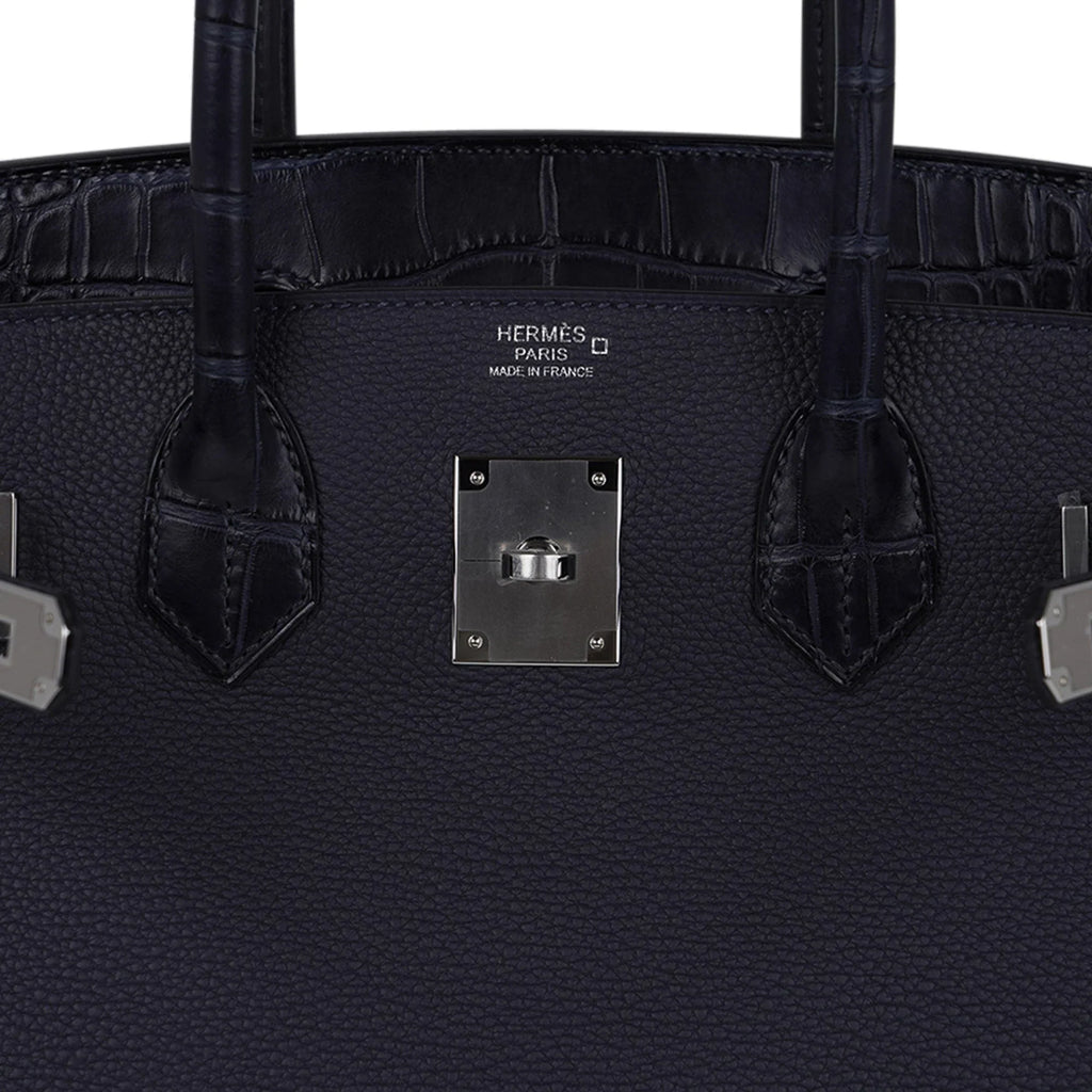 Birkin 30 Touch Blue Indigo Matte Alligator Bag Palladium Hardware