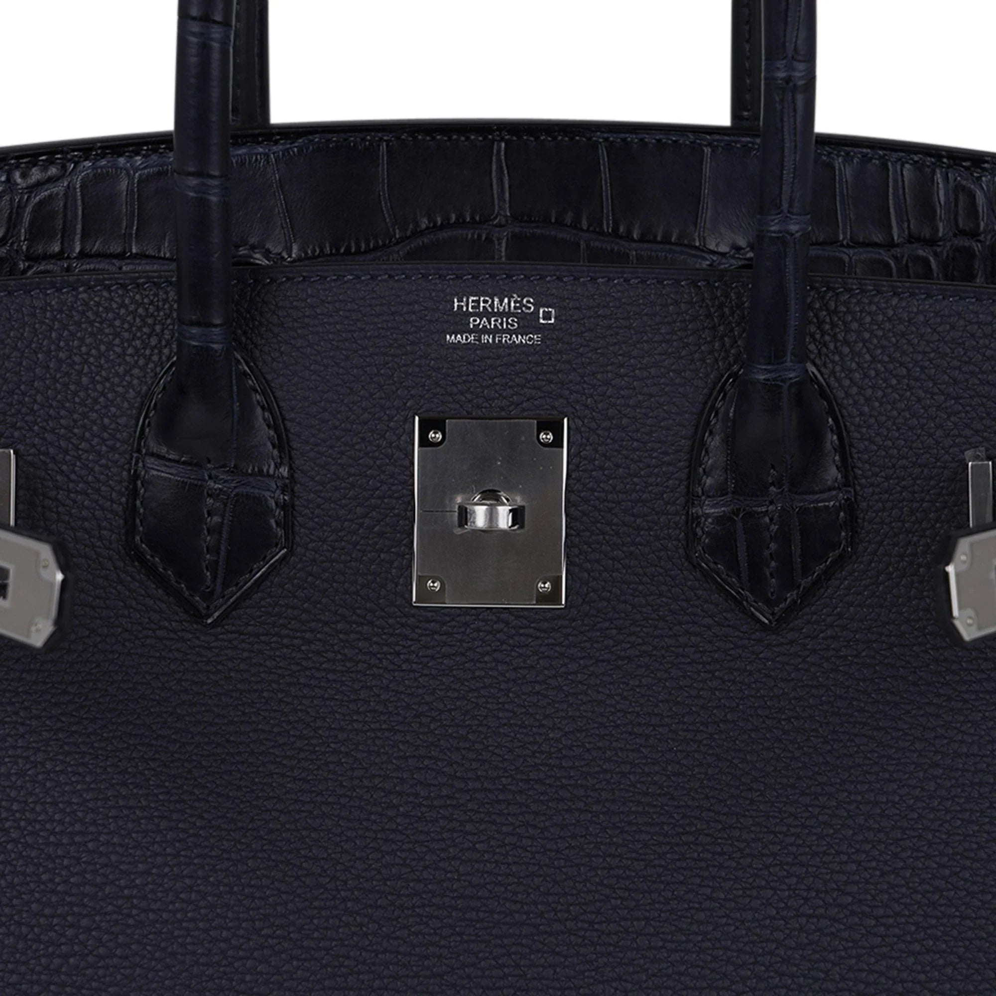 Birkin 30 Touch Blue Indigo Matte Alligator Bag Palladium Hardware