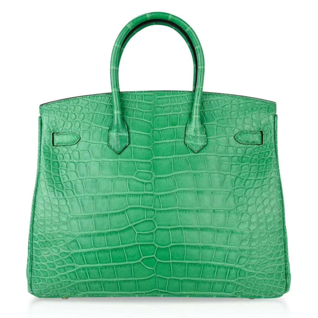 Birkin 35 Bag Matte Alligator Cactus Gold Hardware
