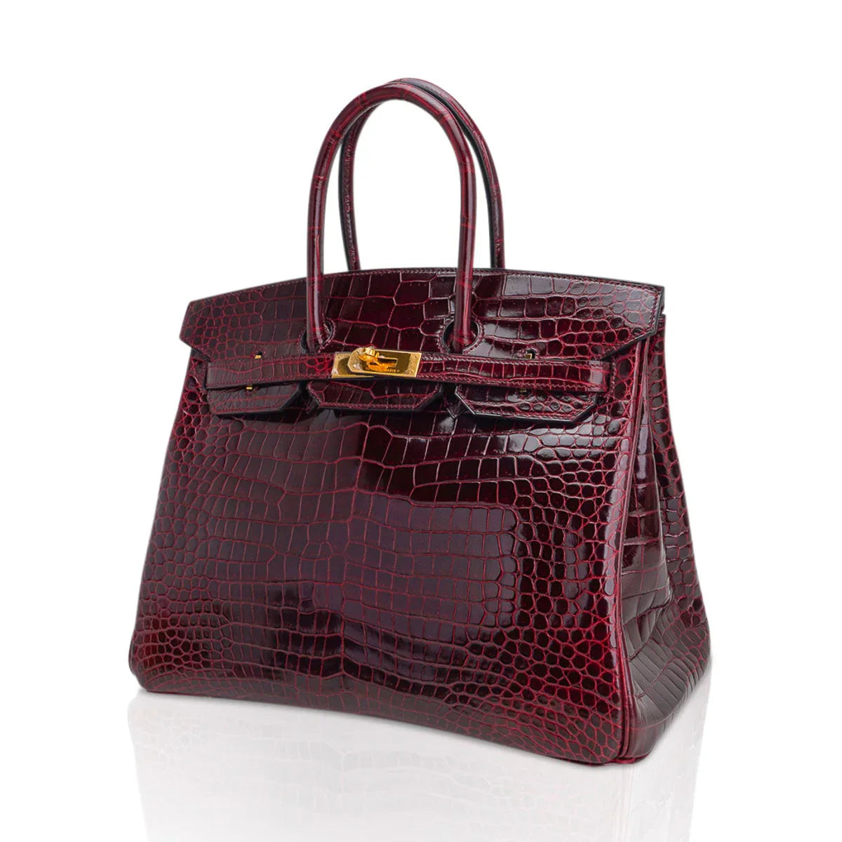 Special Order HSS Birkin 35 Bag Bordeaux Porosus Crocodile with Gold Hardware