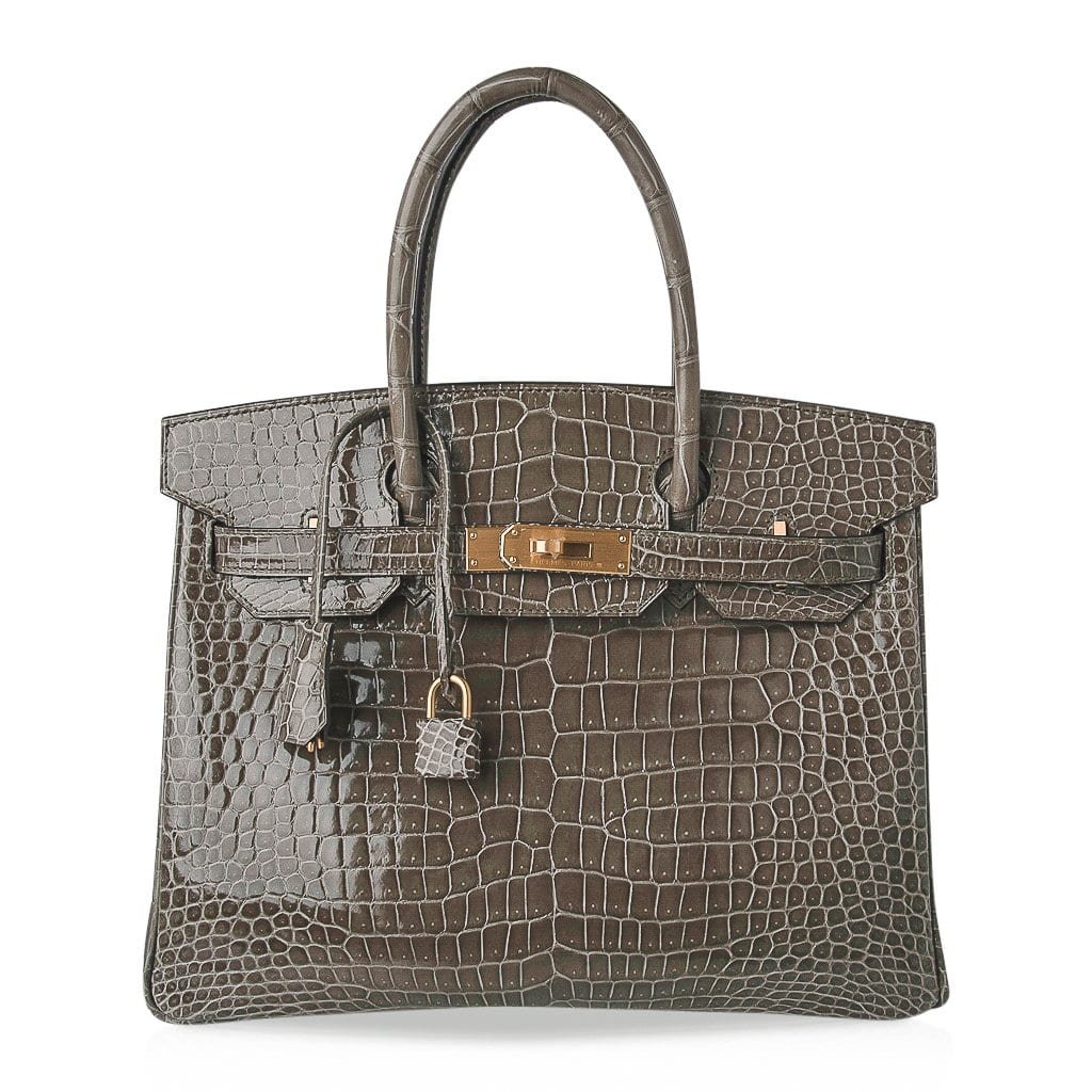 Birkin HSS 30 Bag Gris Tourterelle / Blue Sapphire Porosus Crocodile Limited Edition