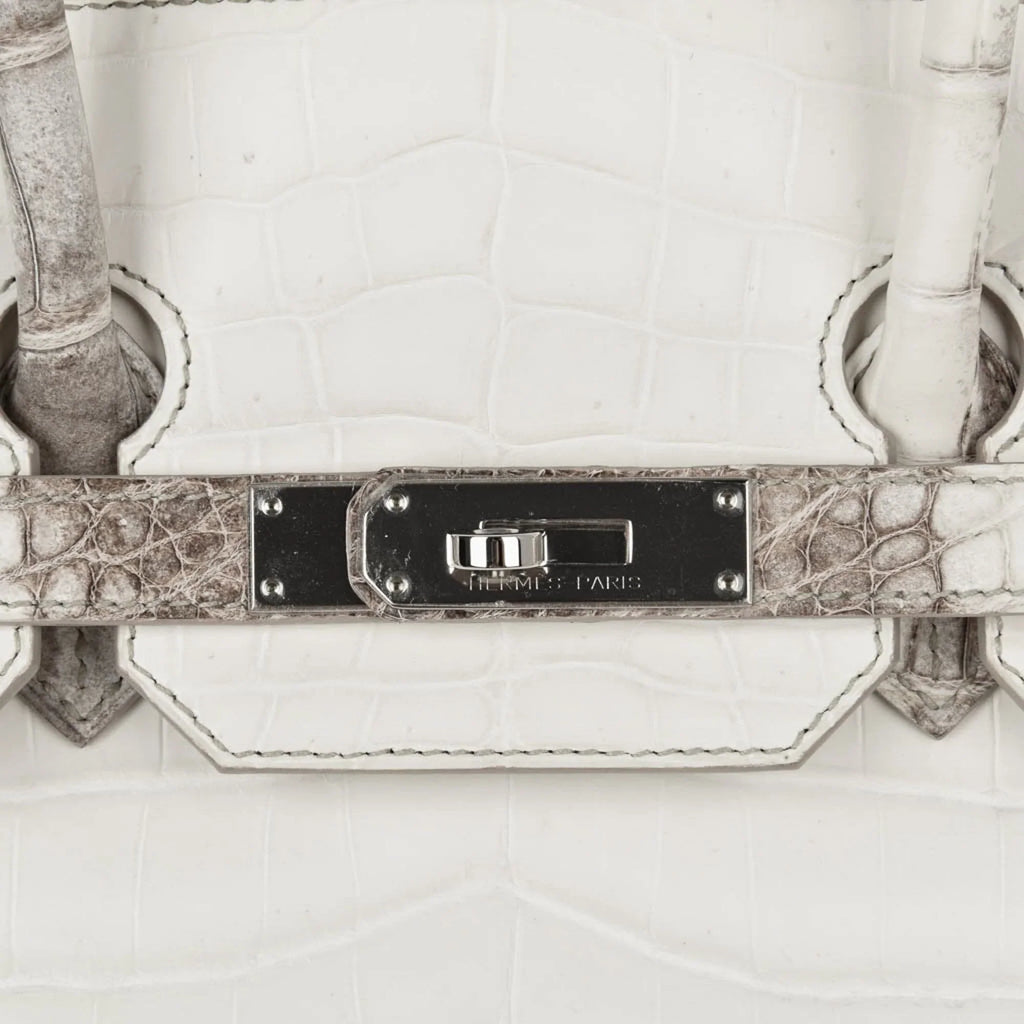 Birkin 35 Himalaya Blanc Crocodile Palladium Hardware