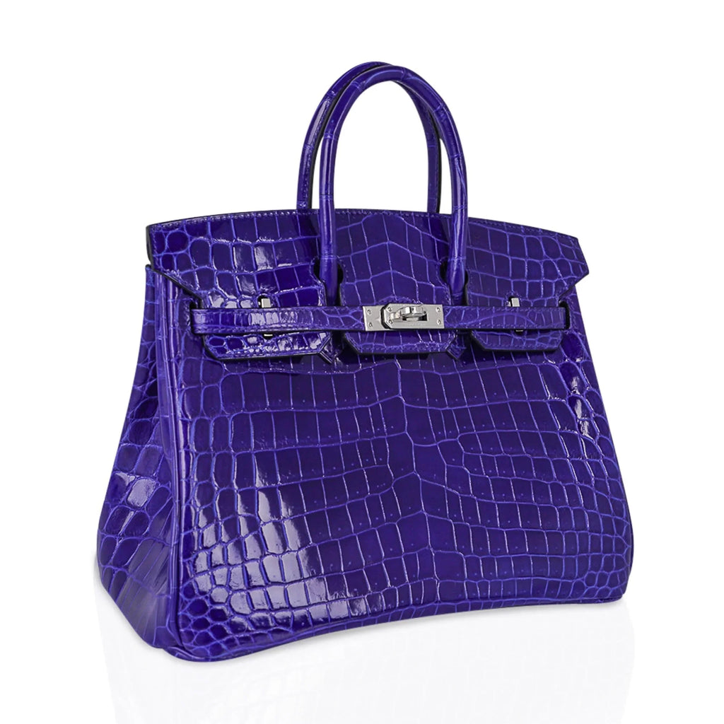 Birkin 25 Bag Blue Electric Crocodile Vivid Jewel Palladium Hardware