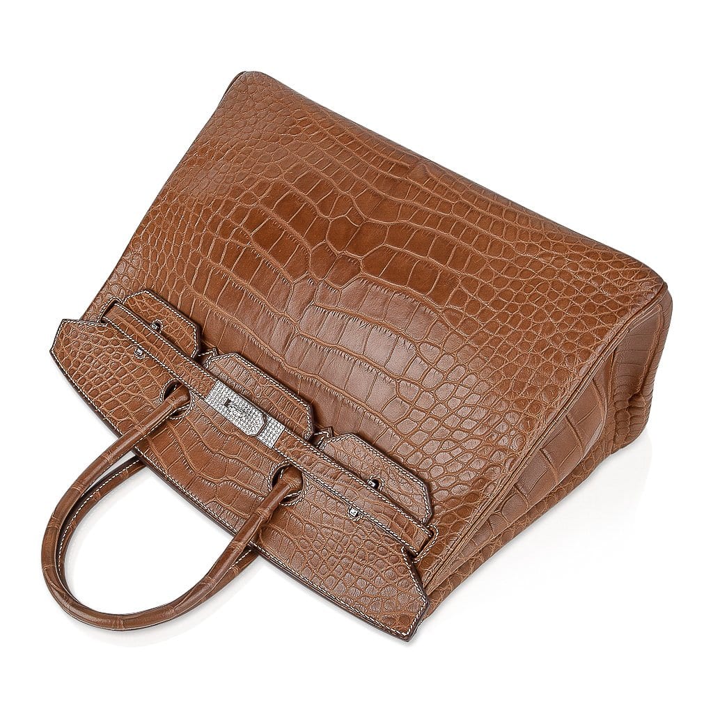 Diamond Birkin 35 Bag Fauve Barenia Matte Alligator Rare