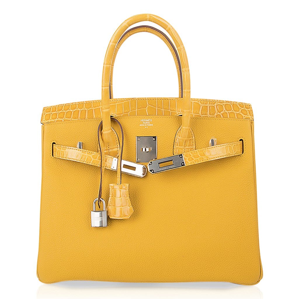 Birkin Touch 30 Bag Jaune Ambre Crocodile / Togo Limited Edition