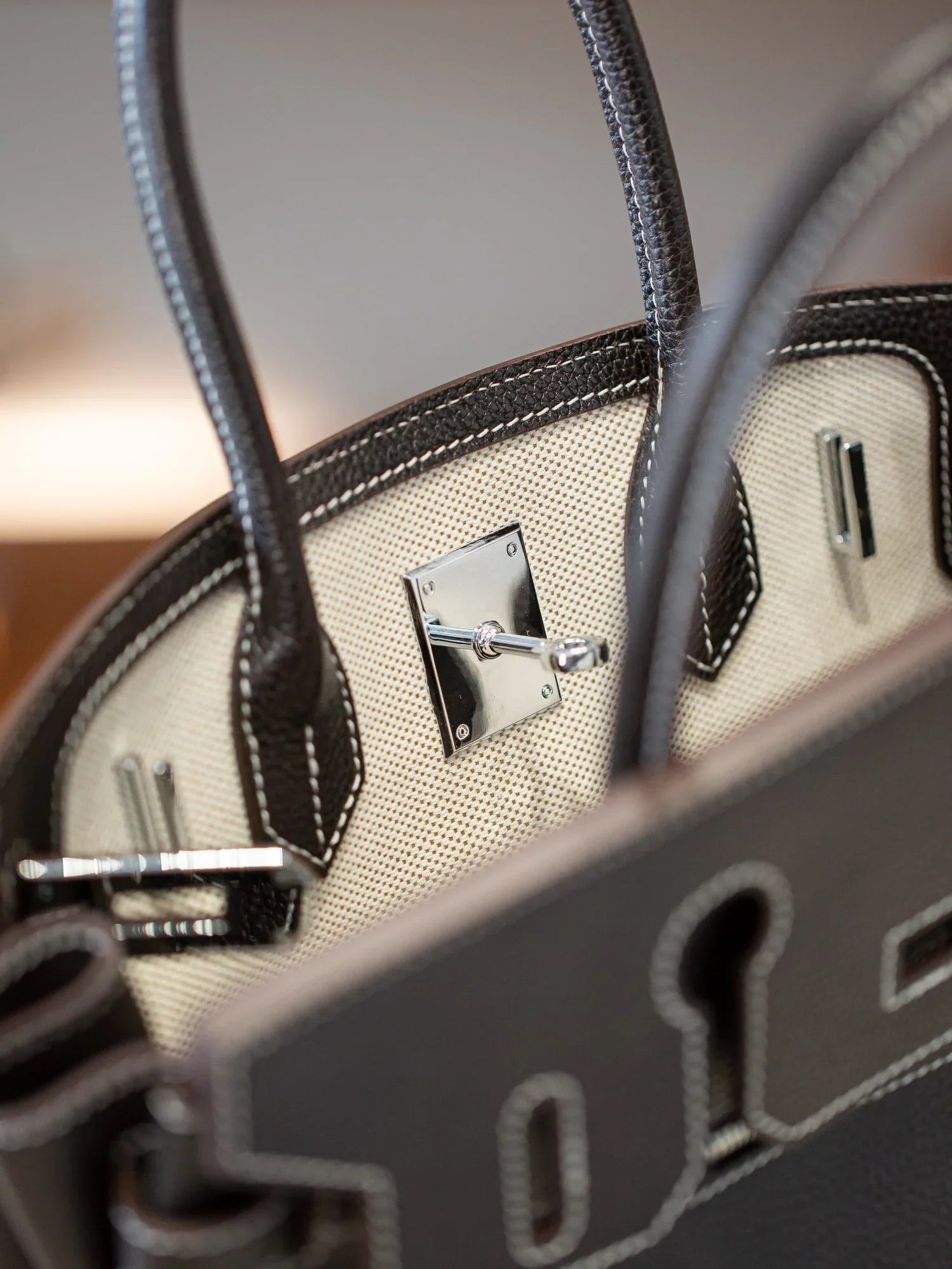 Birkin 35 A L'Envers Black-Ecru Toile H Canvas and Black Volupto Palladium Hardware
