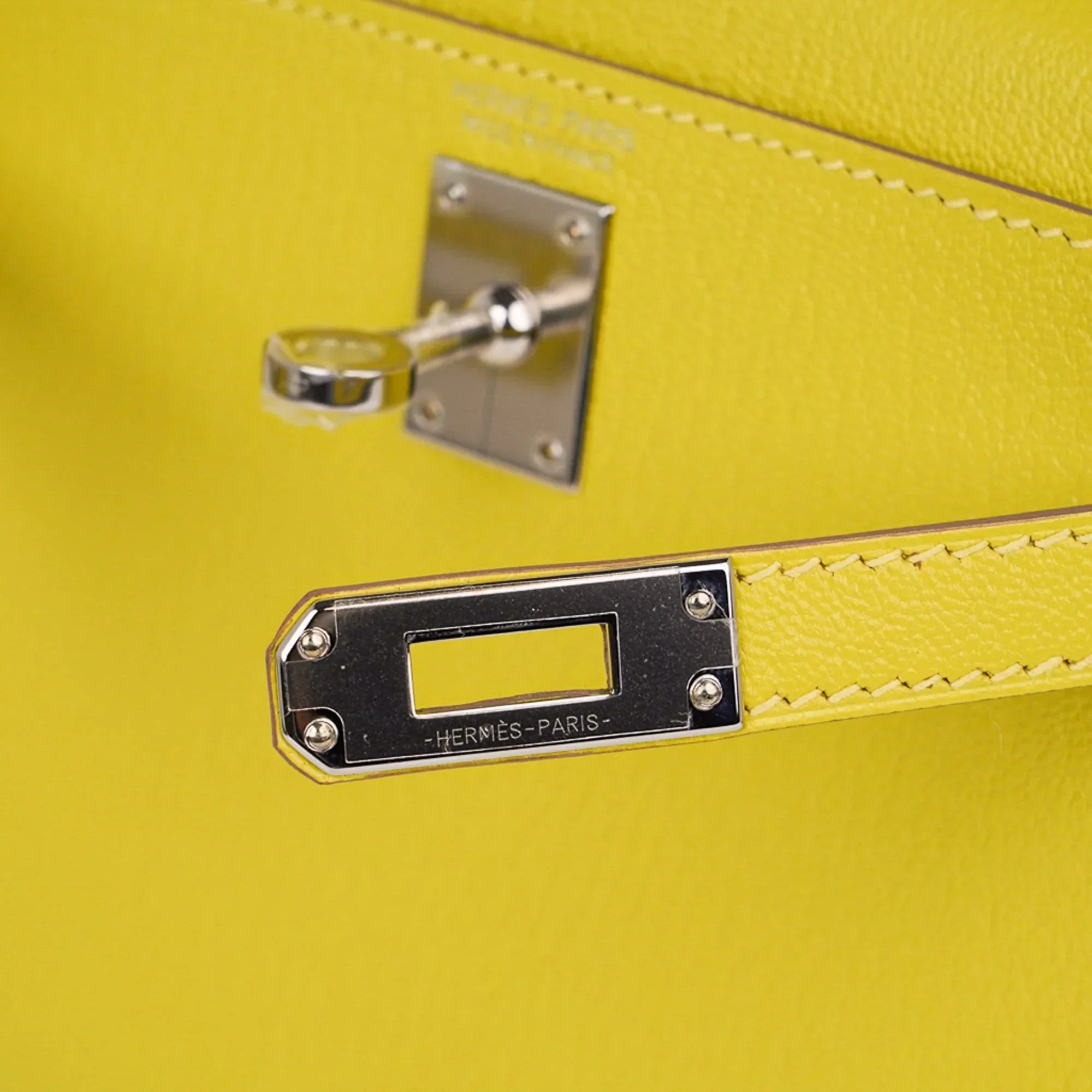 Kelly 20 Mini Sellier Bag Lime Chevre Leather Palladium