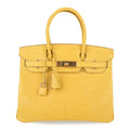 Birkin 30 Bag Mimosa Matte Alligator Gold Hardware