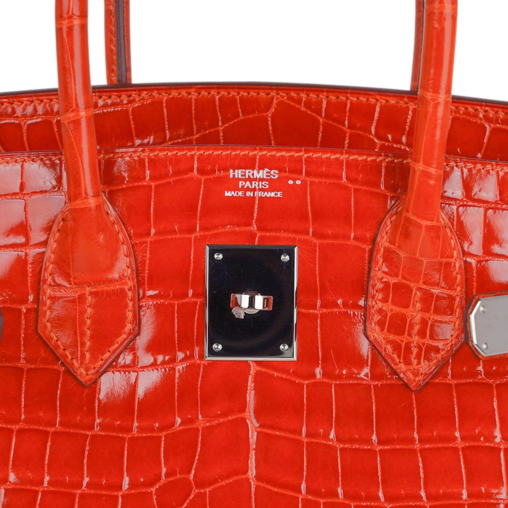Birkin 30 Bag Orange Crocodile with Palladium Hardware