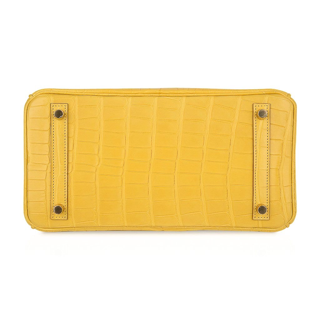 Birkin 30 Bag Mimosa Matte Alligator Gold Hardware