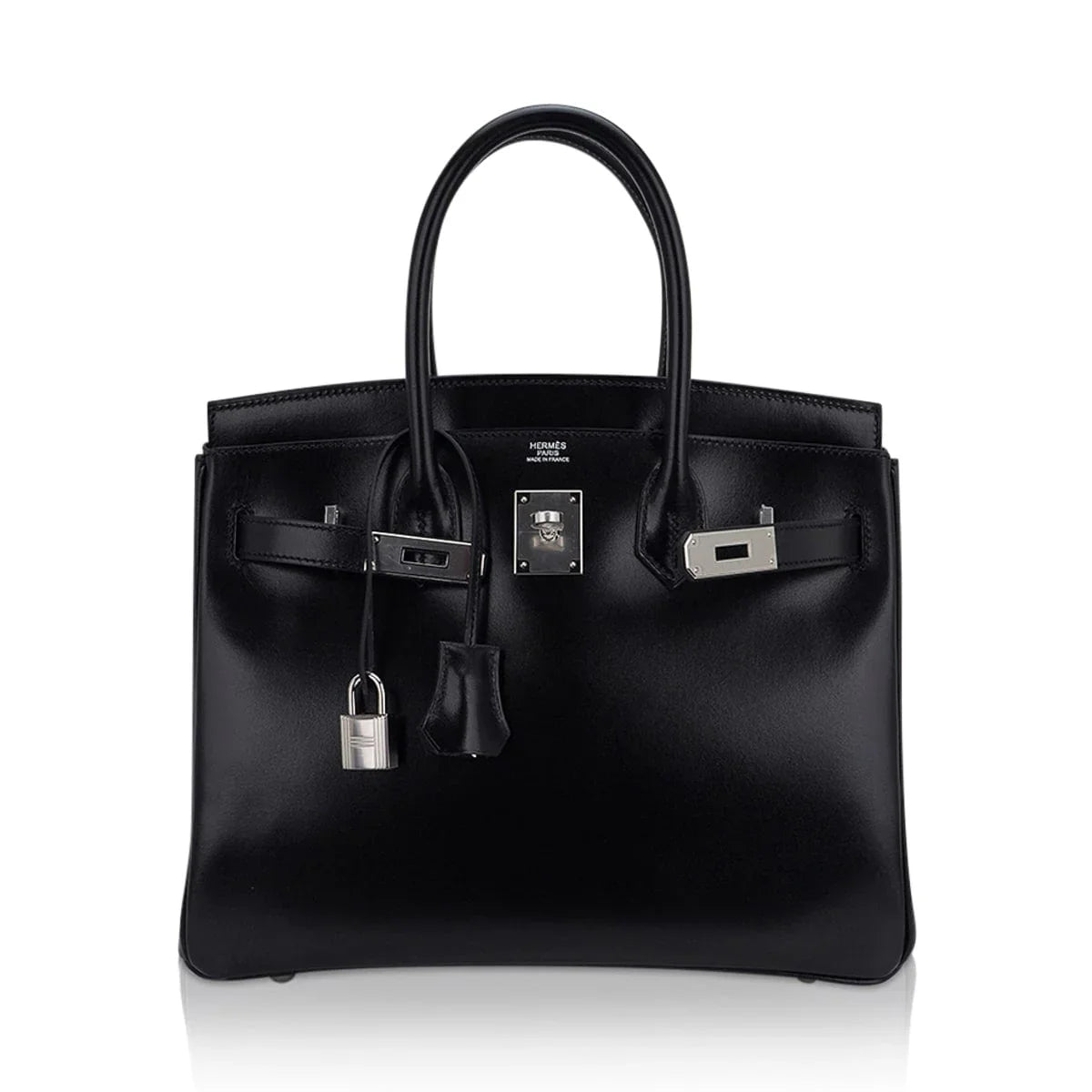 Birkin 30 Black Box Leather Bag Palladium Hardware