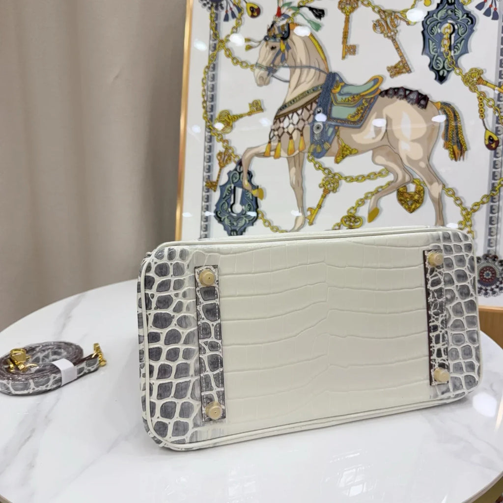 Birkin Bag Crocodile-Grain Cowhide Leather Gold Hardware