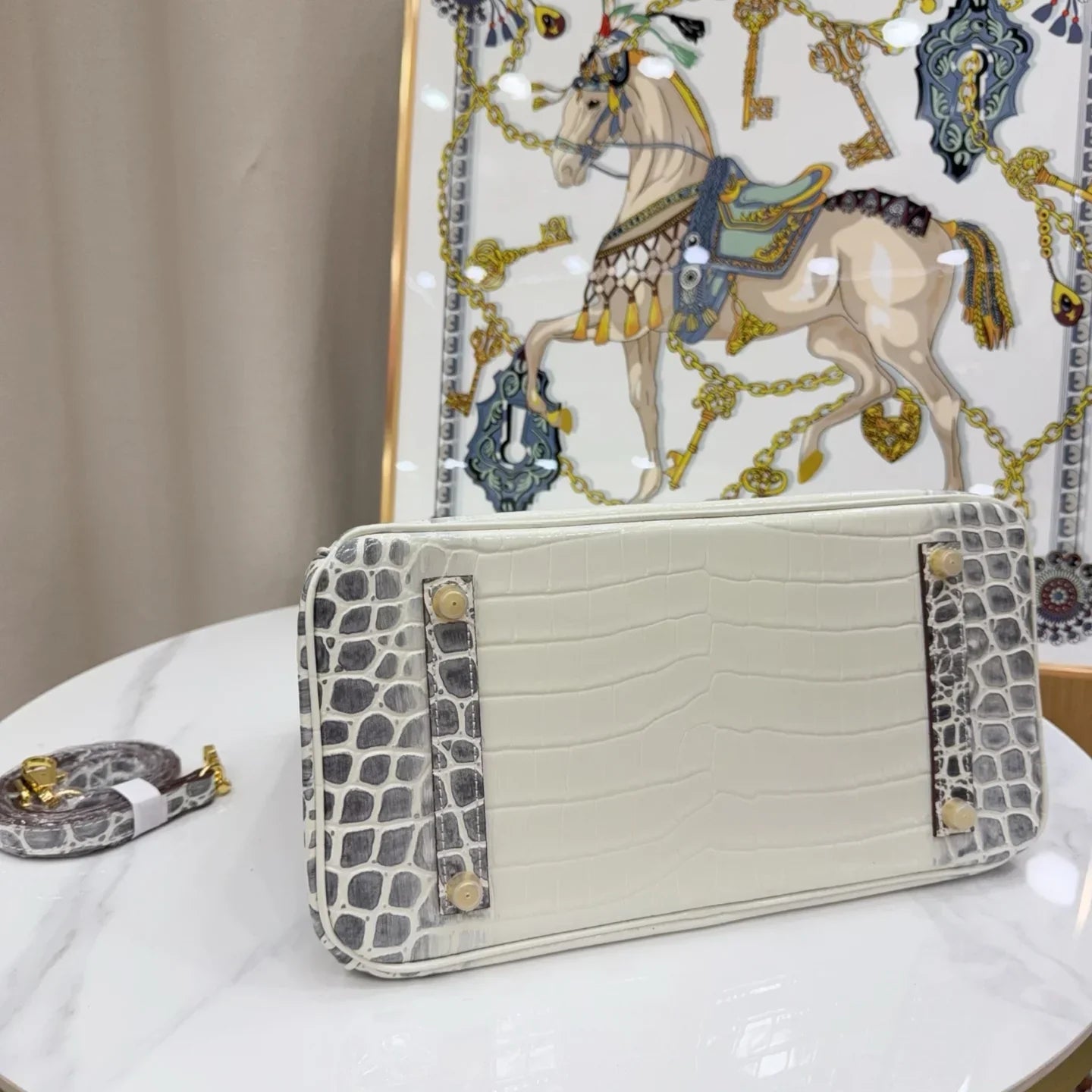 Birkin Bag Crocodile-Grain Cowhide Leather Gold Hardware