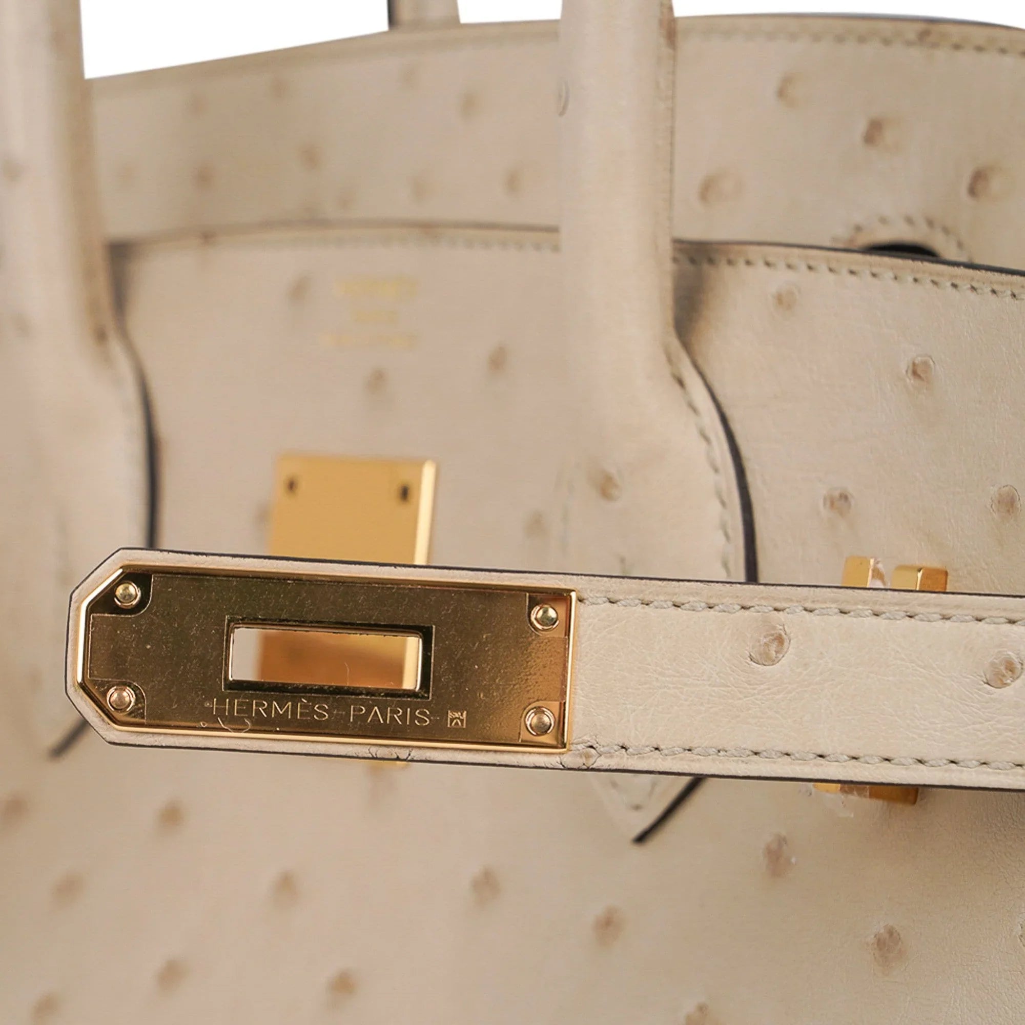 Birkin 30 Bag Ostrich Parchemin Gold Hardware New w/Box