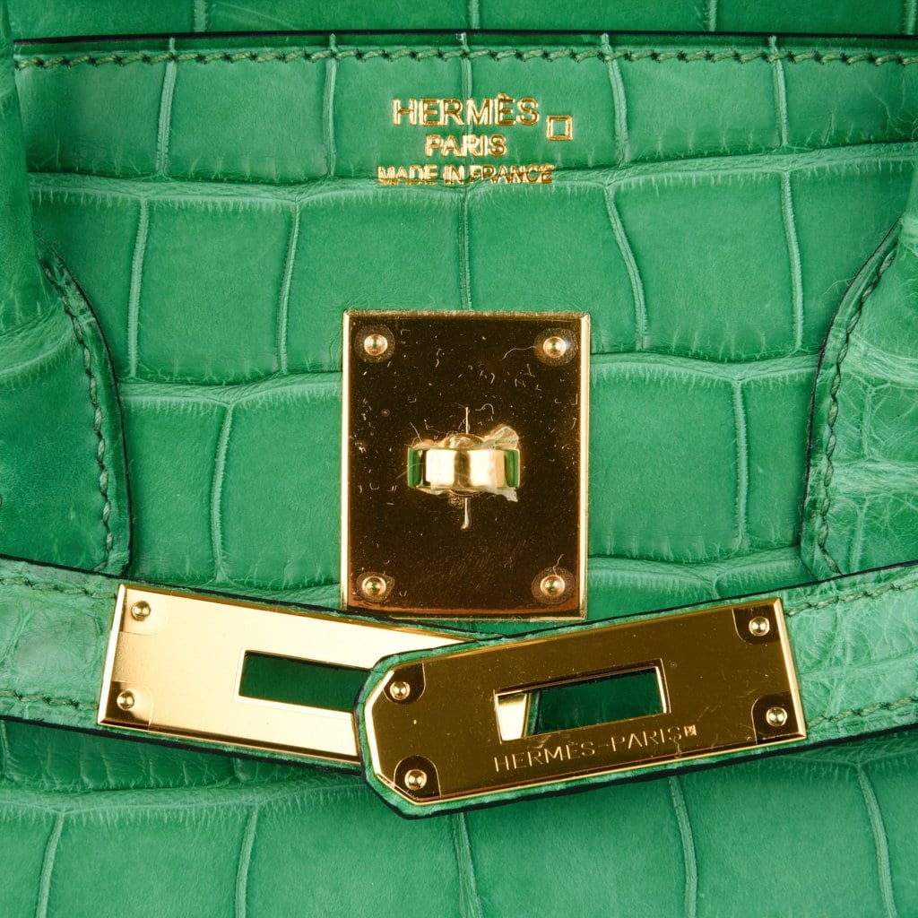 Birkin 35 Bag Matte Alligator Cactus Gold Hardware