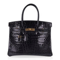 Birkin 30 Bag Black Porosus Crocodile with Gold Hardware