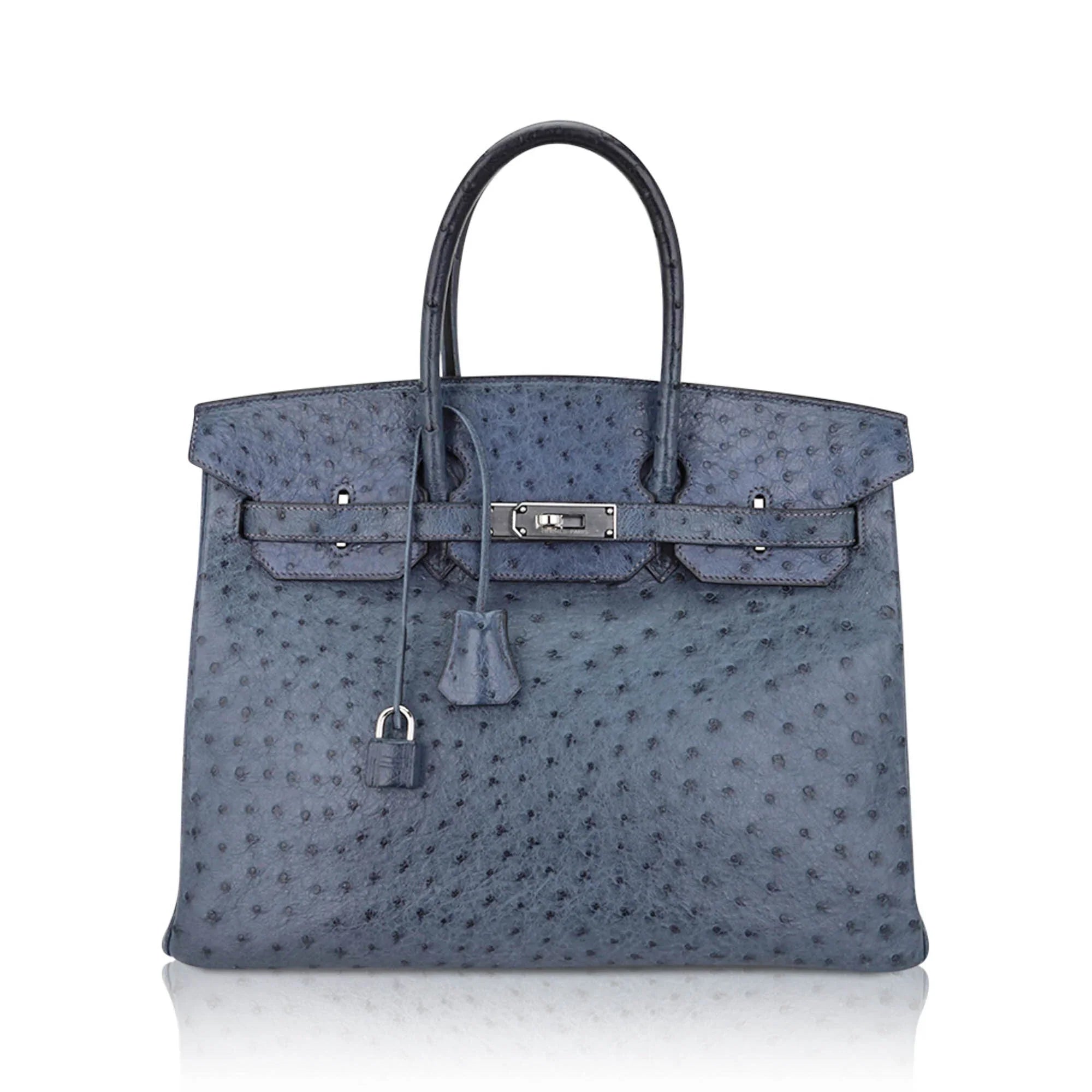 Birkin Vintage 35 Bag Blue Roi Ostrich Palladium Hardware