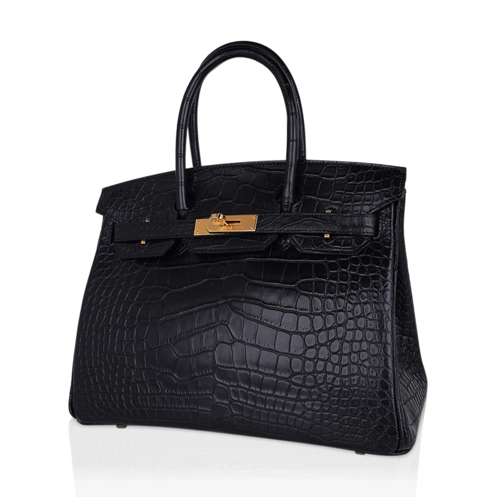 Birkin 30 Matte Alligator Black Bag Gold Hardware