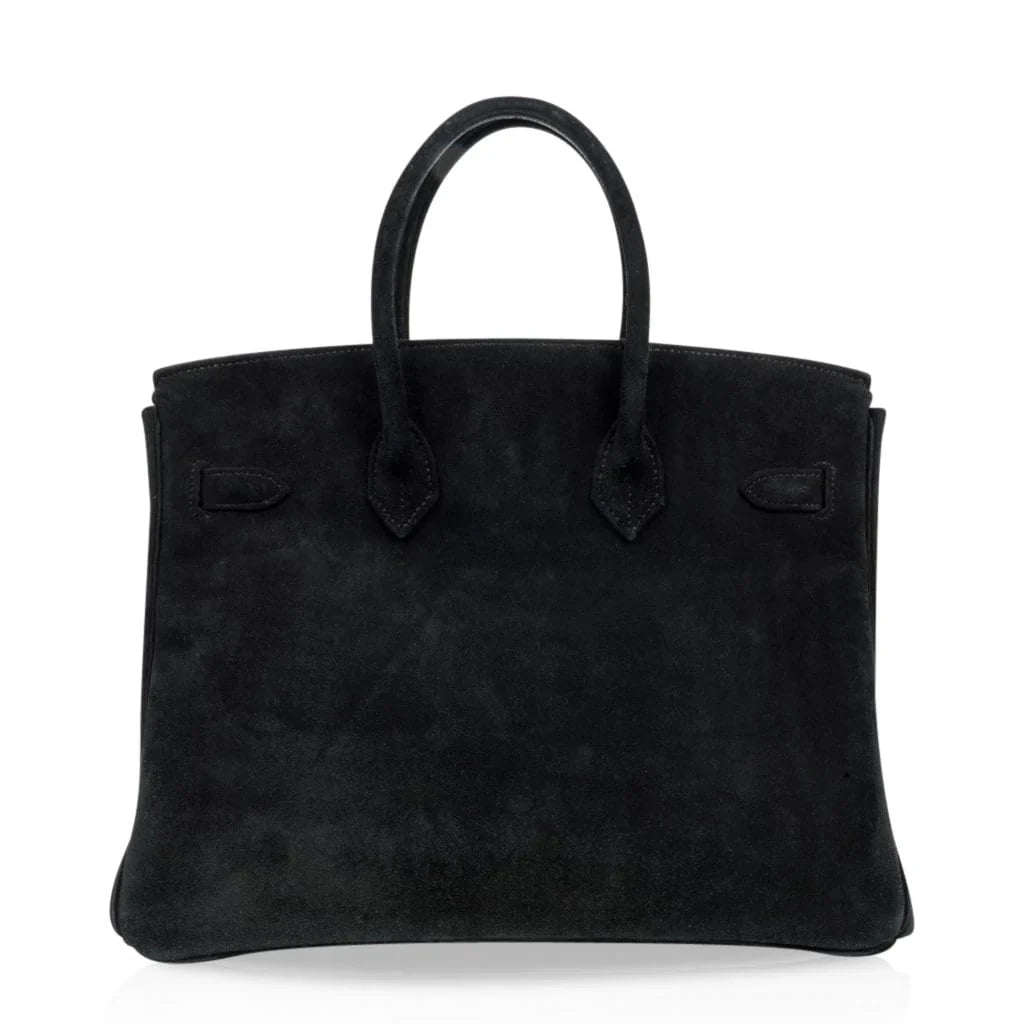 Birkin 35 Bag Black Doblis Suede Gold Hardware Limited Edition